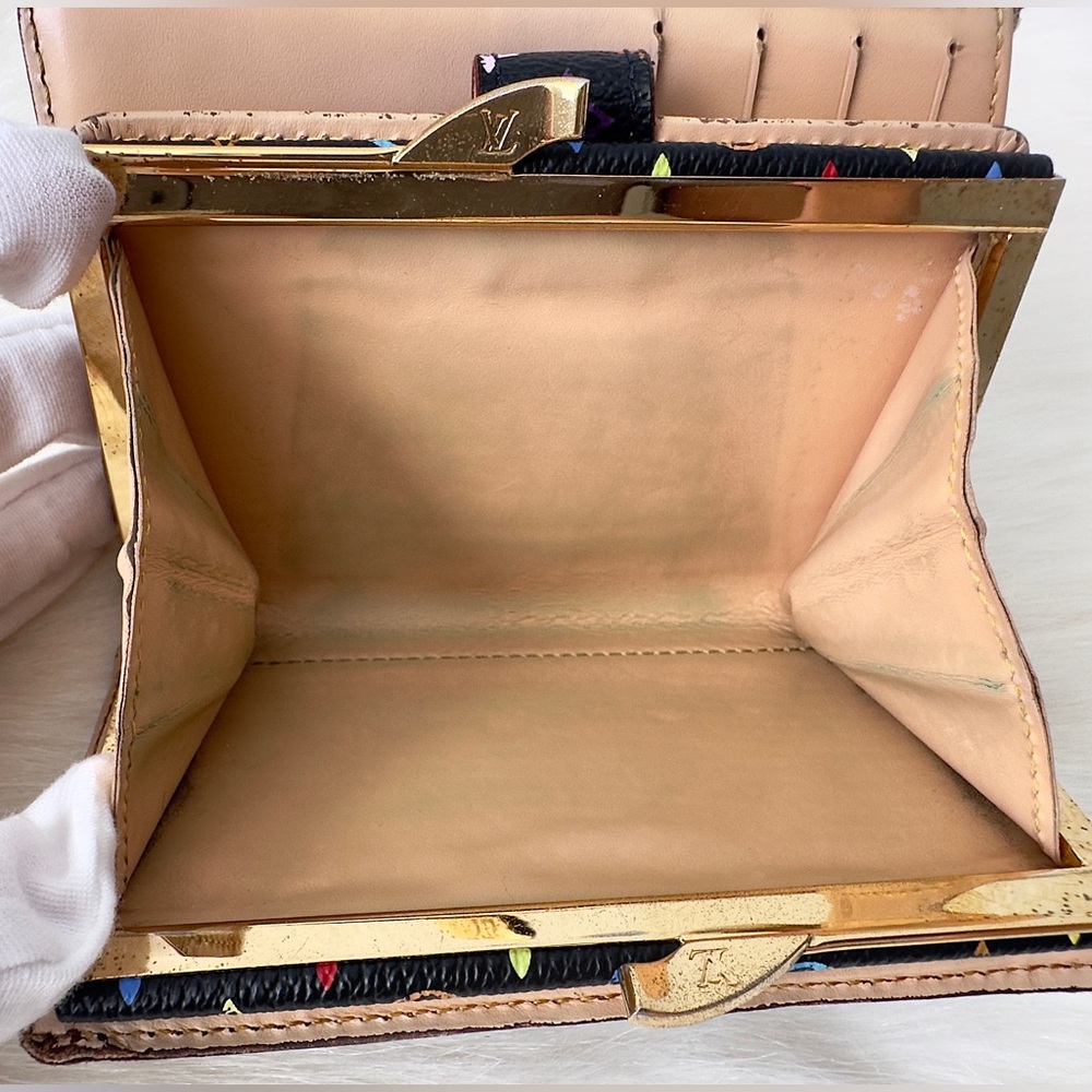 ✨LOUIS VUITTON Black Multicolor Viennois Portefeuille French Purse Wallet M92988 - Picture 9 of 16